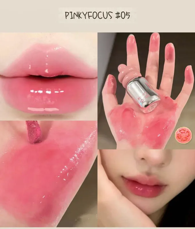 Pinkyfocus Clear Gloss Lip Oil Ενυδατικό γυάλινο φινίρισμα Μη κολλώδες γυμνό σκιά Ιδανικό για στρώσεις για να φωτίζουν τα χείλη