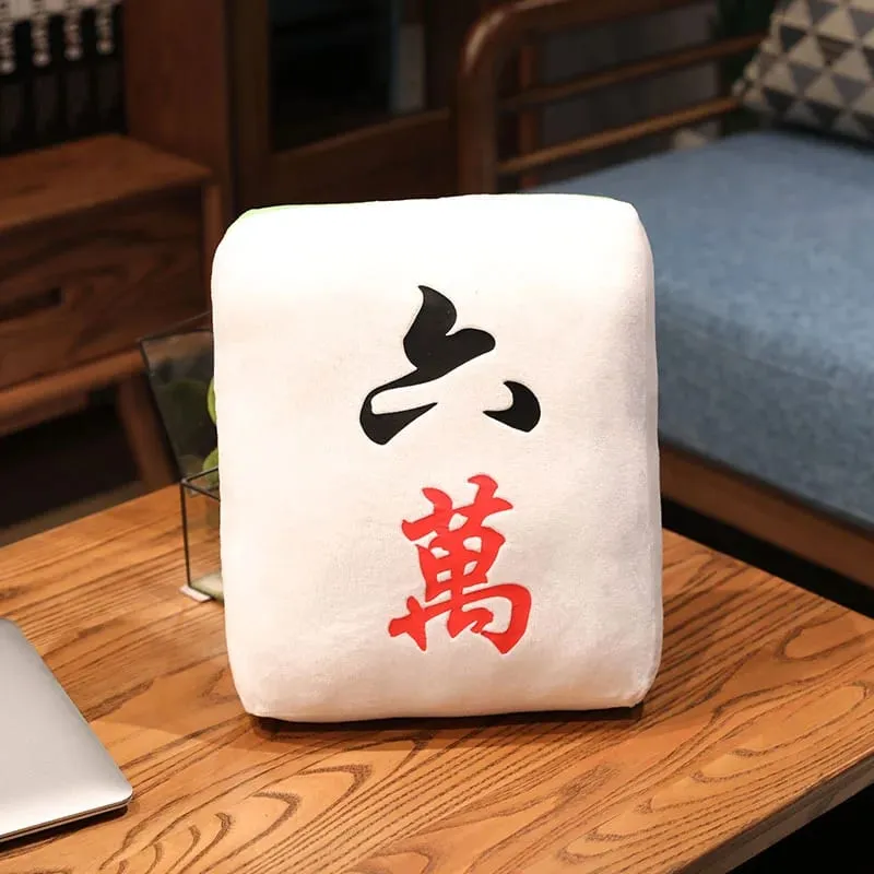 New 1pc Creative Mahjong Pillow Cushion Chinese Plush Toy Car Chair Backrest Mahjong Dice Funny Nap Pillow Sofa Home Decor Gift