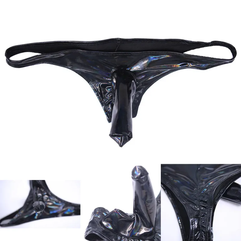 Men Latex Amino Pouch Very Hot Lingerie Separation Briefs Underwear Dazzling Butt Shaping Bikini Solid Unisex Panties Underpants — image 5