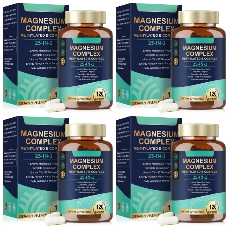25-in-1 Magnesium Complex with Glycinate Citrate Malate Vitamin D3 K2 B12 Methylfolate for Relaxation Energy Nerve 120 Capsules — image 10