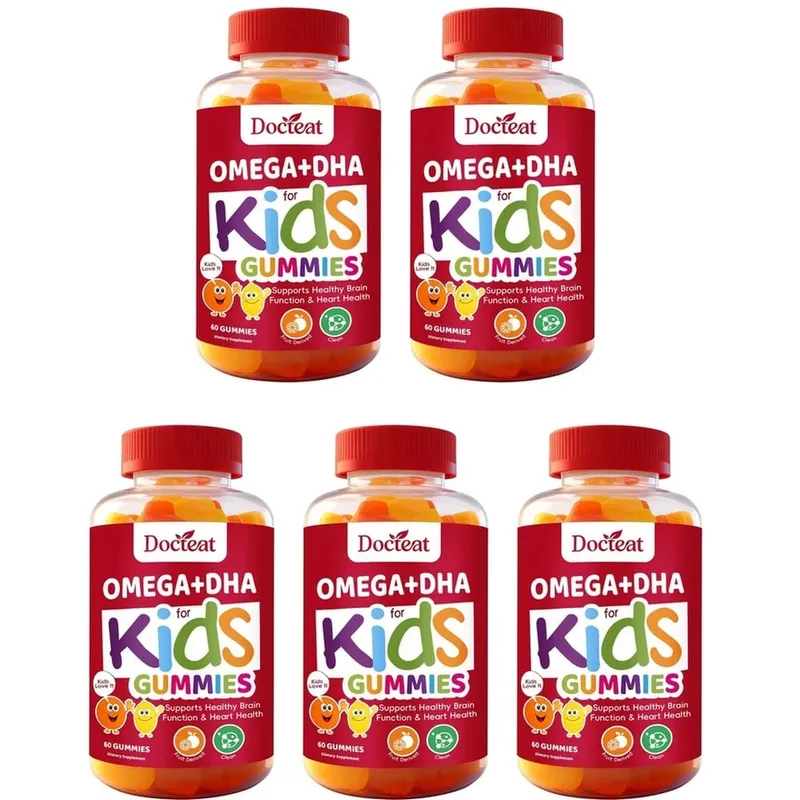حلوى Docteat Omega+DHA للأطفال مع DHA من الطحالب وفيتامين C وزيت الشيا أوميجا 3 6 9 لدعم الدماغ والرؤية 60 علكة — image 11