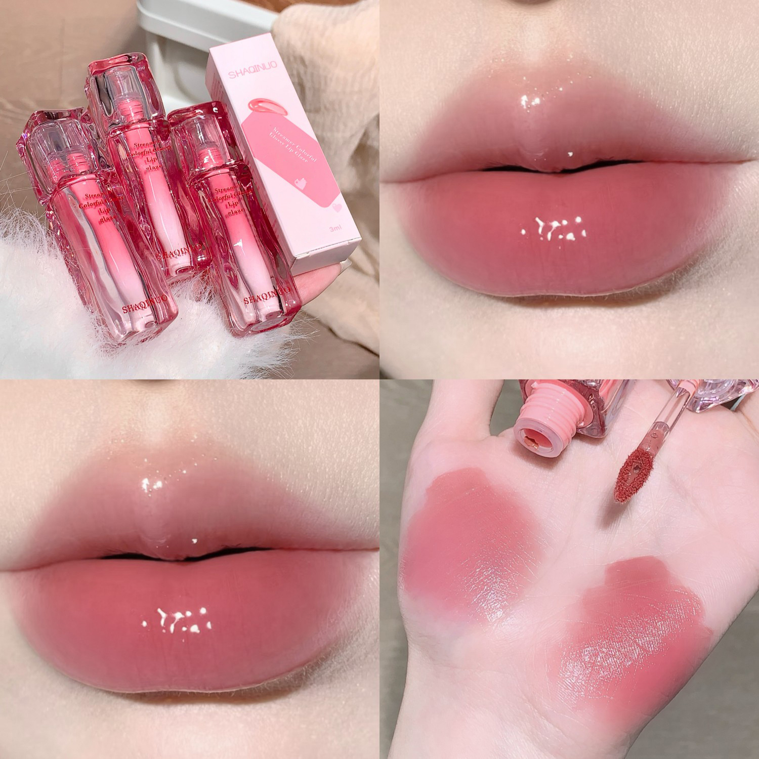 Water Gloss Lip Glaze Mirror Moisturizing Plump Non-stick Cup Jelly Transparent Liquid Lipstick Long-Lasting Tint Oil Lip Makeup