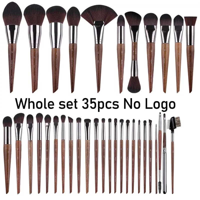 Natuurlijk hout Oogmake-up kwasten hele set Pro Crease Oogschaduw Make-up kit smudge highlighter wenkbrauw Lip wimperborstel praktisch