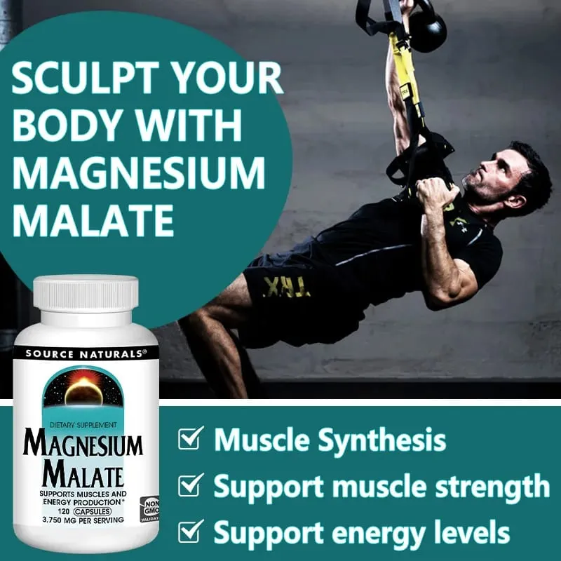Magnesium Malate 3750 Mg Supplement Supports Muscle Function Health and Energy Production