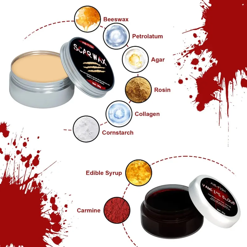 Halloween Face Painting Set Τσάντα μακιγιάζ Ειδικά εφέ Halloween Horror Cosplay Skin Wax Plasma Scar Painting Εργαλεία μακιγιάζ — image 6