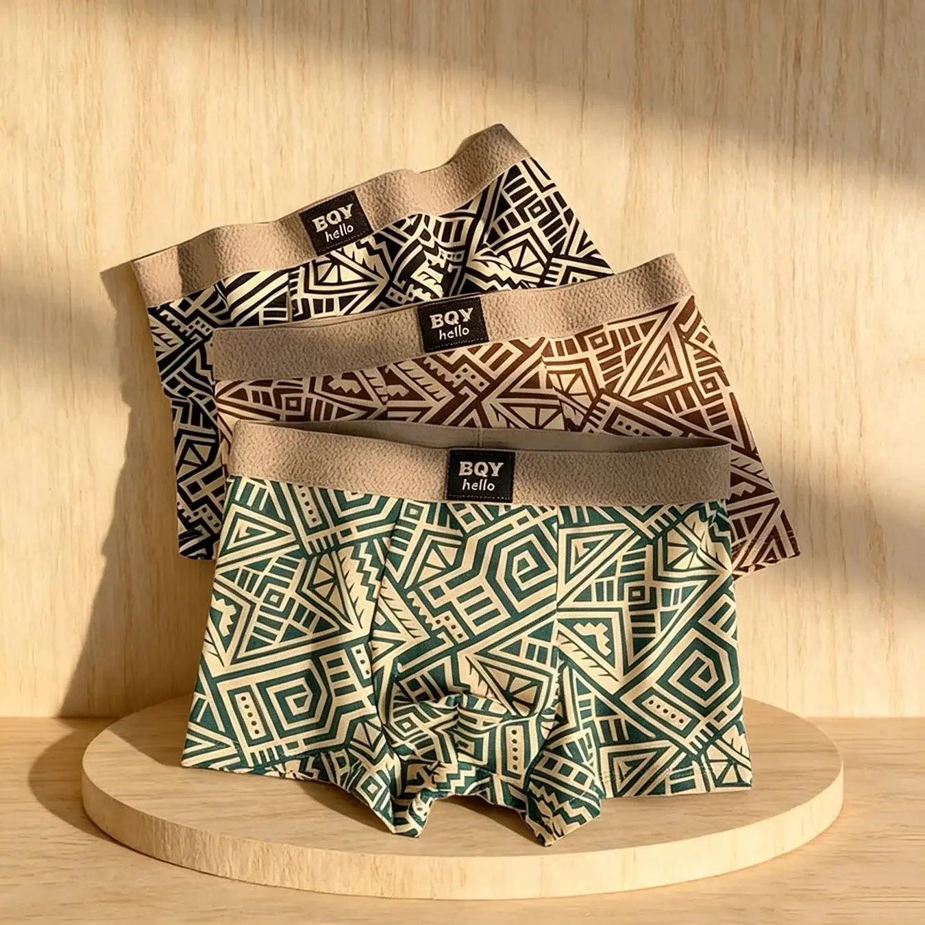 Erkek Nefes Rahat İç Giyim Amerikan Tarzı Kişiselleştirilmiş Boxer Şort Baskılı Trendy Etnik Retro Kare Külot