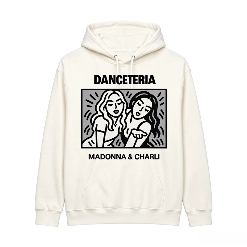 2026 Madonna Charli XCX Danceteria Hoodie Line Art Grafikdruck Unisex Pullover Kapuzenpullover Popmusik Fan Casual Tops