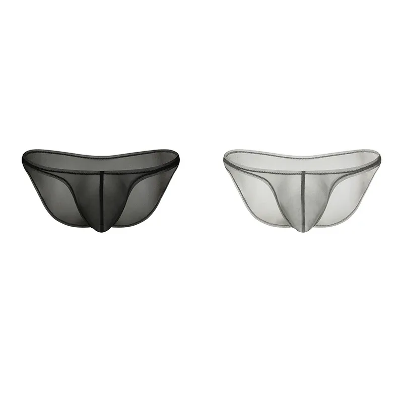 Men's Underwear Delicate Ice Silk Transparent Triangle Panties Personality Low Waist Briefs