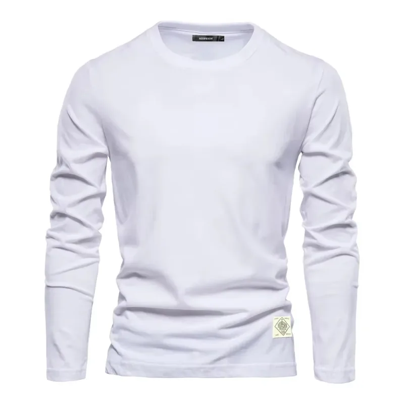 2026Nueva sudadera de algodón de color sólido con cuello redondo para hombre, Jersey holgado informal de manga larga, Top — image 2