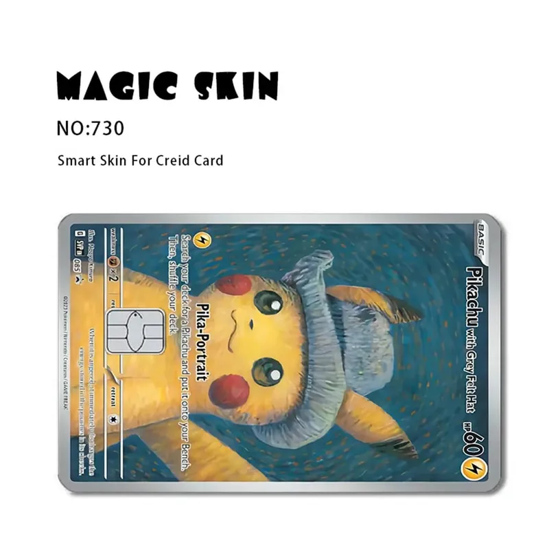 Anime Pokemon Pikachu Thẻ Tín Dụng Da 2.5D HD Dán Thẻ Decal Thẻ Mờ Phim Da Chip Nhỏ Chống Thấm Nước Miếng Dán Quà Tặng đồ Chơi