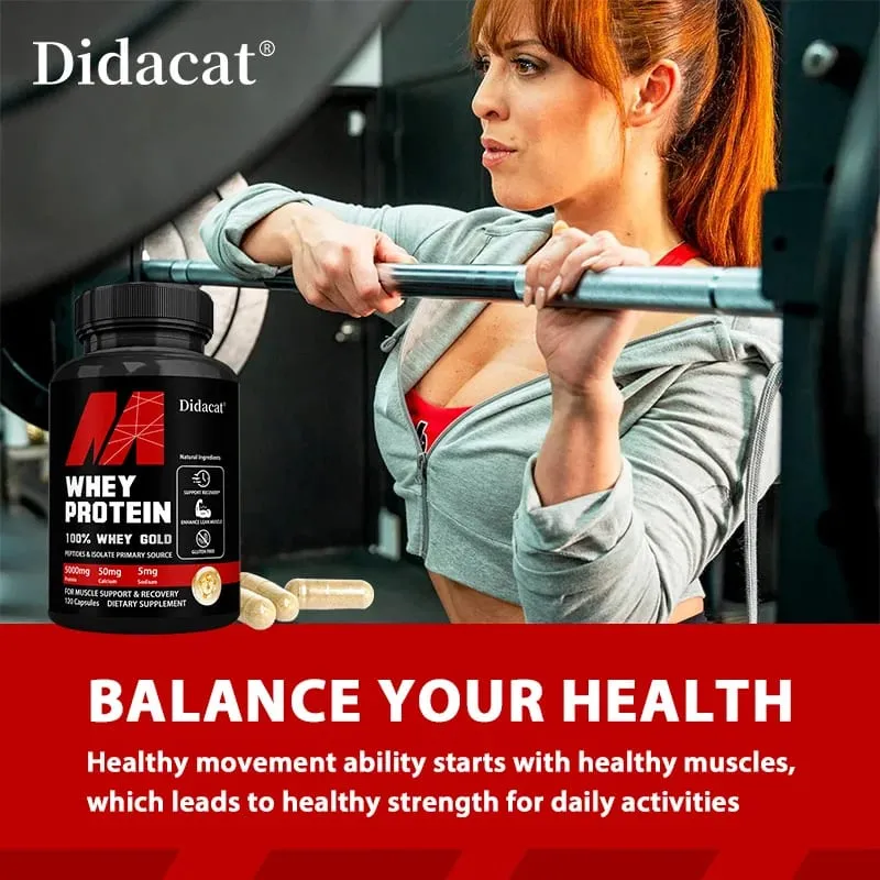 Whey Protein Capsules - Contains 5000mg of Protein - Supports Recovery Balanced Muscle Health Gluten Free NON-GMO — image 4