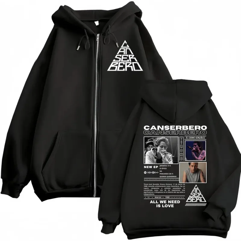 Canserbero Alles wat we nodig hebben is liefde Muerte Vida Merch Rits Hoodie Herenmode Hip Hop Zip Up Sweatshirts Casual Fleece Truien — image 13