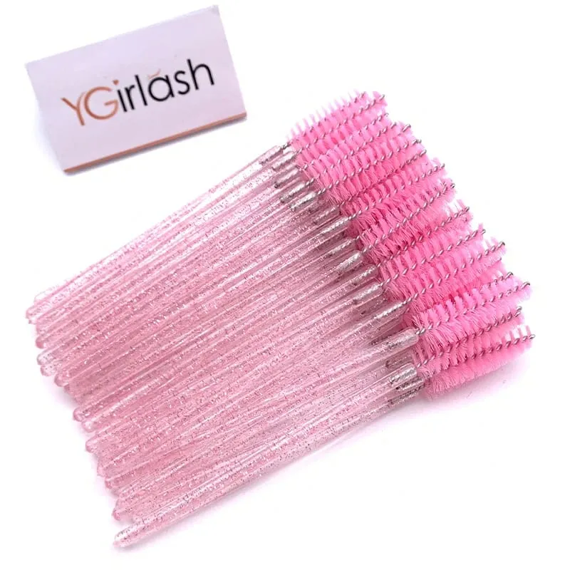 YGirlash 50Pcs Lash Swans Crystal Eyelash Applicator Μίας χρήσης Διαμαντένια λαβή Nylon Mascara Wands Brush Cosmetic Tools — image 10
