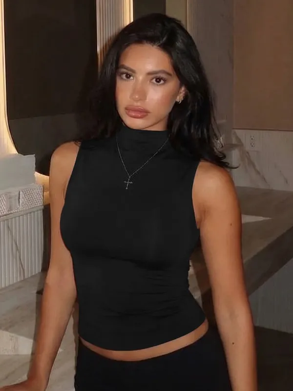 Hugcitar Γυναικεία Μόδα Μασίφ ζιβάγκο Μασίφ σέξι Crop Tank Top Καλοκαιρινό Γυναικείο Casual Στολή Streetwear Party Χονδρική — image 5