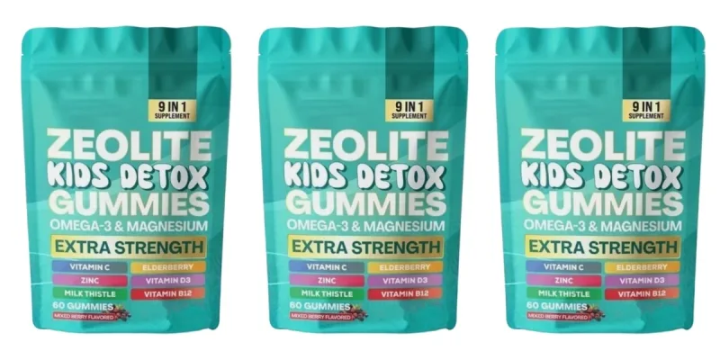 Zeolite Gummies 60 Count Contain Multivitamin Omega-3 Magnesium and Elderberry Support Detoxification & Immune System Health