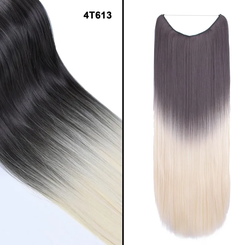 Jeedou κυματιστά μαλλιά Extension Elasticity Αόρατο σύρμα Fish Line One Piece No Clips Συνθετικά Hairpieces Ombre Χρώμα για γυναίκες — image 16
