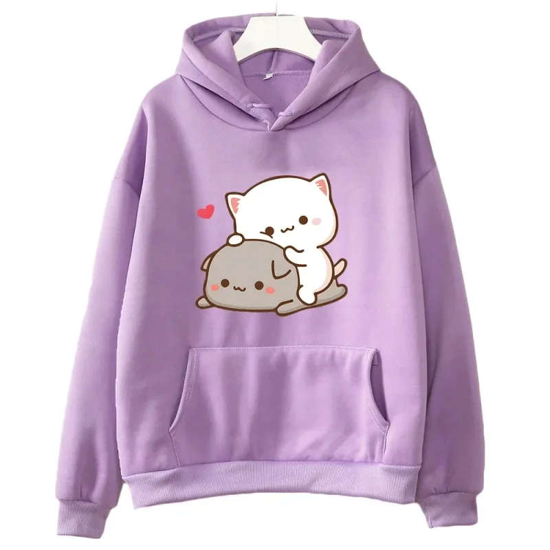 Mochi Peach And Goma Cute Cat Hoodie Sweatshirt für Mädchen Mode Kawaii Cartoon Pullover Women_Men Umweltschutz