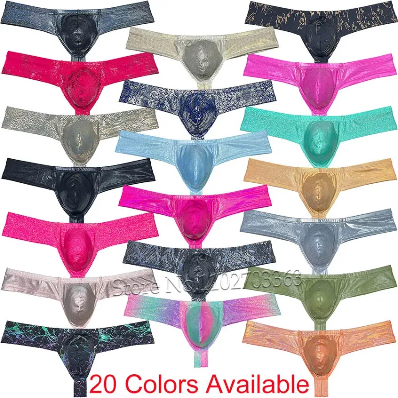 Cheeky Bikini Brief Men's Underwear Thong Contour Pouch Tangas Male Lingerie Bikini Briefs Beach Micro Underpants Soft Wet Look — image 8