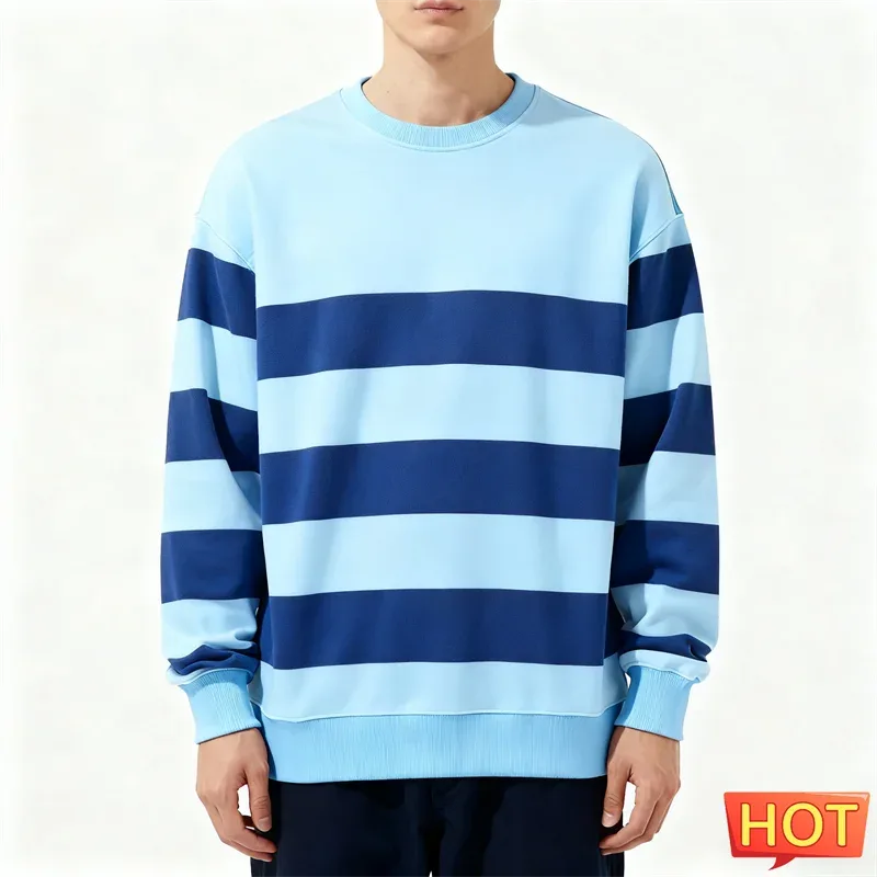 Sudaderas con gráficos de rayas simples para hombres, sudadera fea con estampado 3D de manga larga de moda, jerséis informales de gran tamaño, Tops