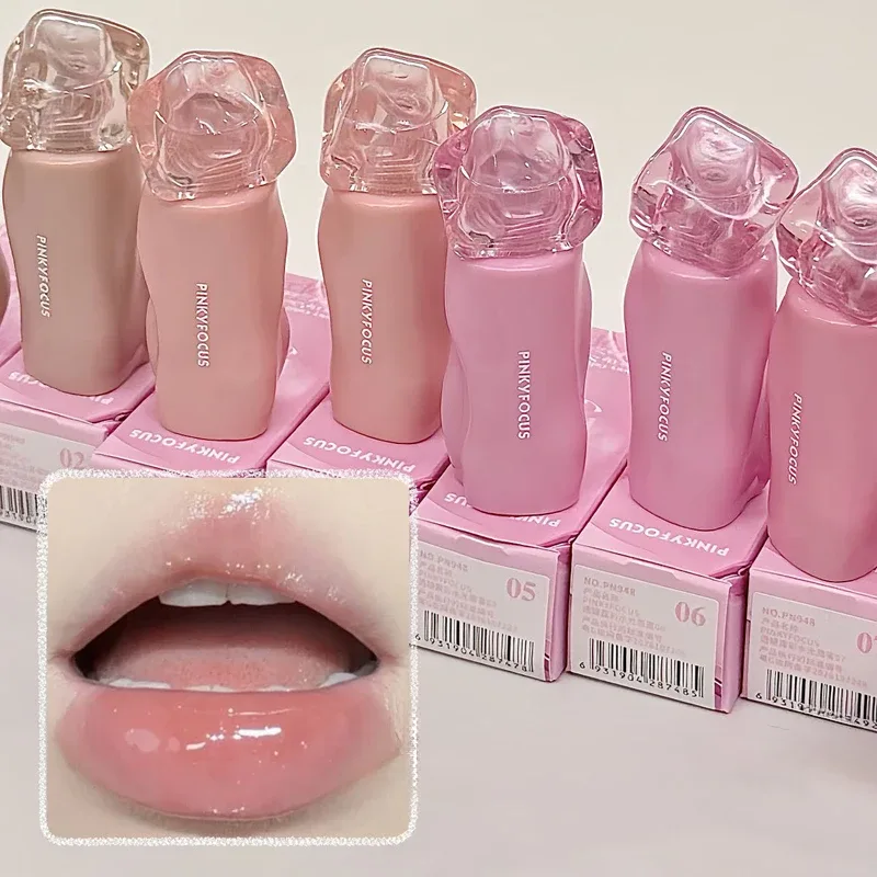 Pinkyfocus Rúzs Fényes Mirror ajakfény Hidratáló Hidratáló Juicy Nude ajakfesték Hosszantartó napi natúr smink rúzs