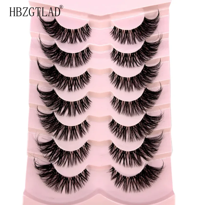 7/8PairsCat Eye Eyelashes manga Lashes 3D Clear Band Lashes naturalHalf Lashes End Eye Eyelonged Mink Eyelashes Αφράτες βλεφαρίδες — image 6