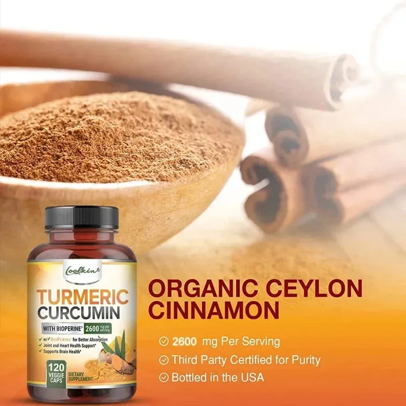 Curcumin Supplement with Black Pepper 2600 Mg Contains 95% Curcumin Enhanced Absorption Joint Support Supplement