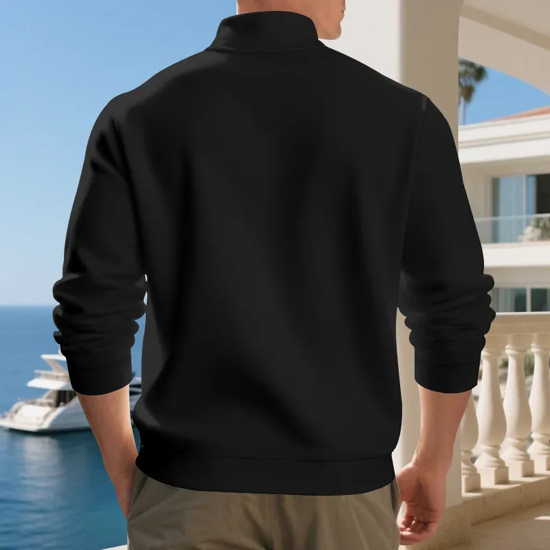 Pull polaire à manches longues et col montant pour homme, pull ample et confortable, décontracté et confortable, avec fermeture éclair, automne et hiver — image 5