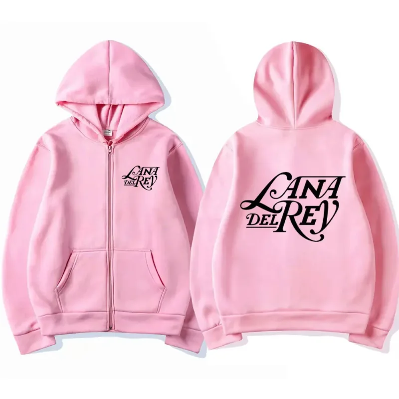 Sudadera con capucha y cremallera con logotipo gráfico de Lana Del Rey para hombre y mujer, sudadera Vintage de gran tamaño con cremallera, sudaderas con capucha de lana a la moda, chaquetas, ropa de calle
