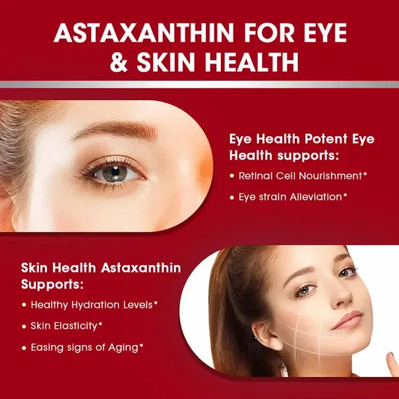 Astaxanthin Capsules Promotes Cardiovascular Health Accelerates Metabolism Antioxidant Supplement Skin Healty