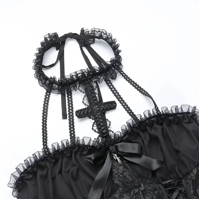 Mall Gothic Emo Jacquard Φορέματα σε γραμμή Α Goth Φόρεμα Κομψό Grunge Ruched Bandage Partywear Punk Black Women Halloween Club Dress