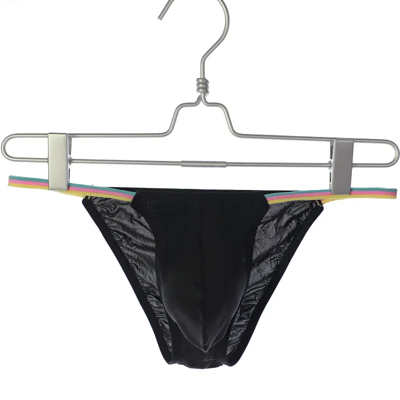Men Low Waist Panties Bikini Underwear Ice Silk Wet Translucent U Convex Pouch Lingerie Underpants Thin High Fork String Homme — image 7