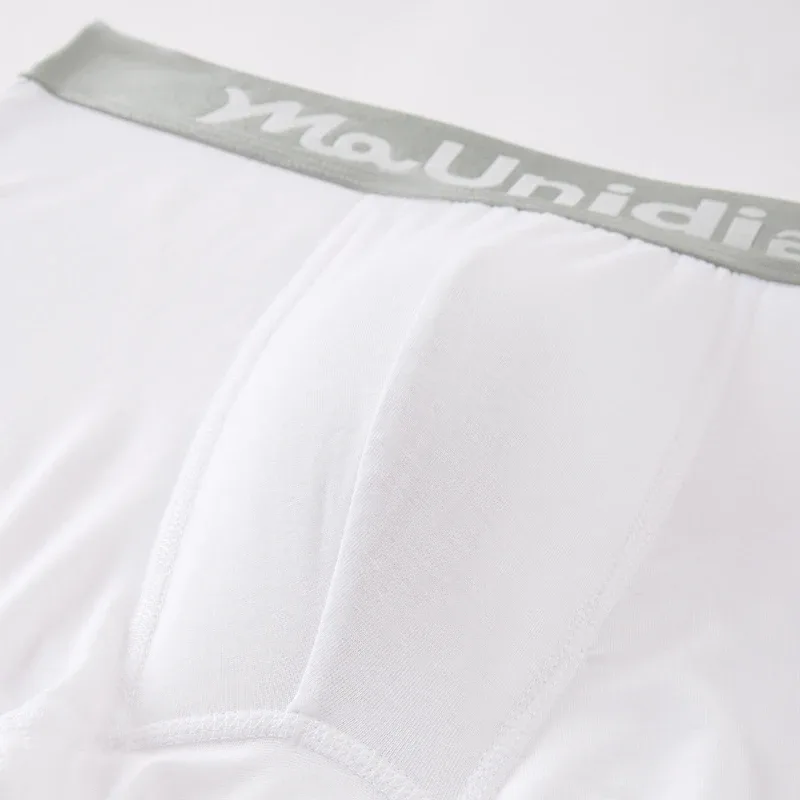 8pcs Bamboo Fiber Boxer Briefs White Men's Panties Letter Waistband Underwear Man Boxers Solid Color Boxershorts Men Underpants