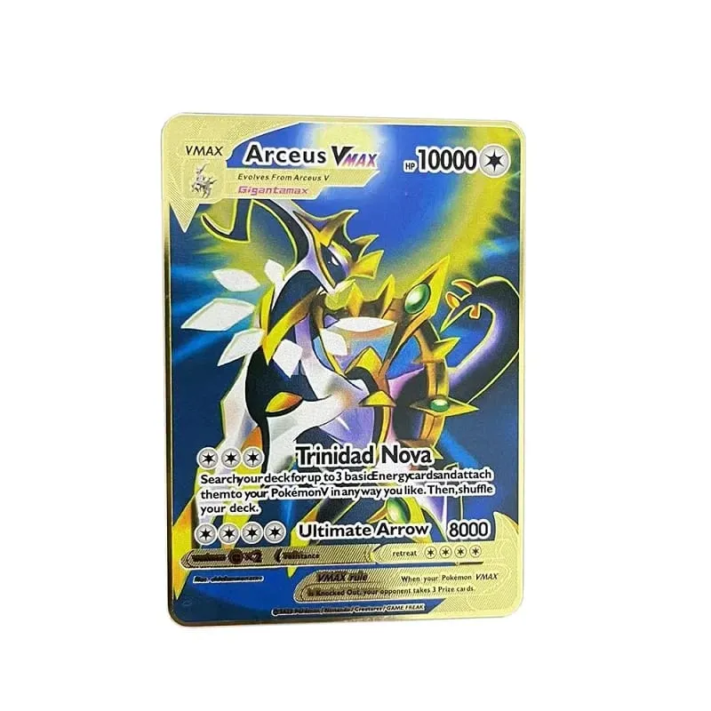 بطاقة بوكيمون معدنية رائعة جديدة 10000 نقطة Arceus Charizard بطاقة سوبر الإنجليزية Mewtwo Lucario Greninja Lillie بطاقات أنيمي