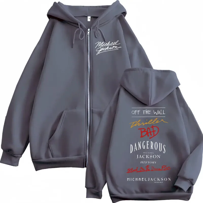Sudadera con capucha con estampado del álbum de Michael Jackson del cantante de Rock de los 90, jerséis con cremallera de alta calidad a la moda para hombres y mujeres, sudaderas de gran tamaño