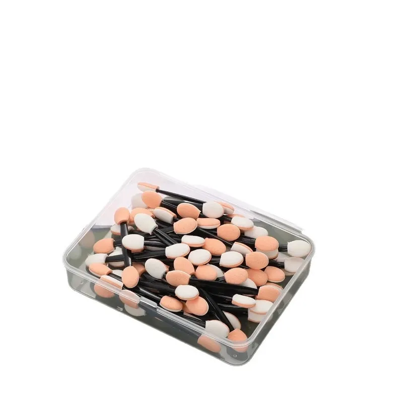 50/100/200/300/500PCS Dual Sides Oogschaduw Spons Applicators met Container Lengte Oogschaduw borstels Make-Up Applicator