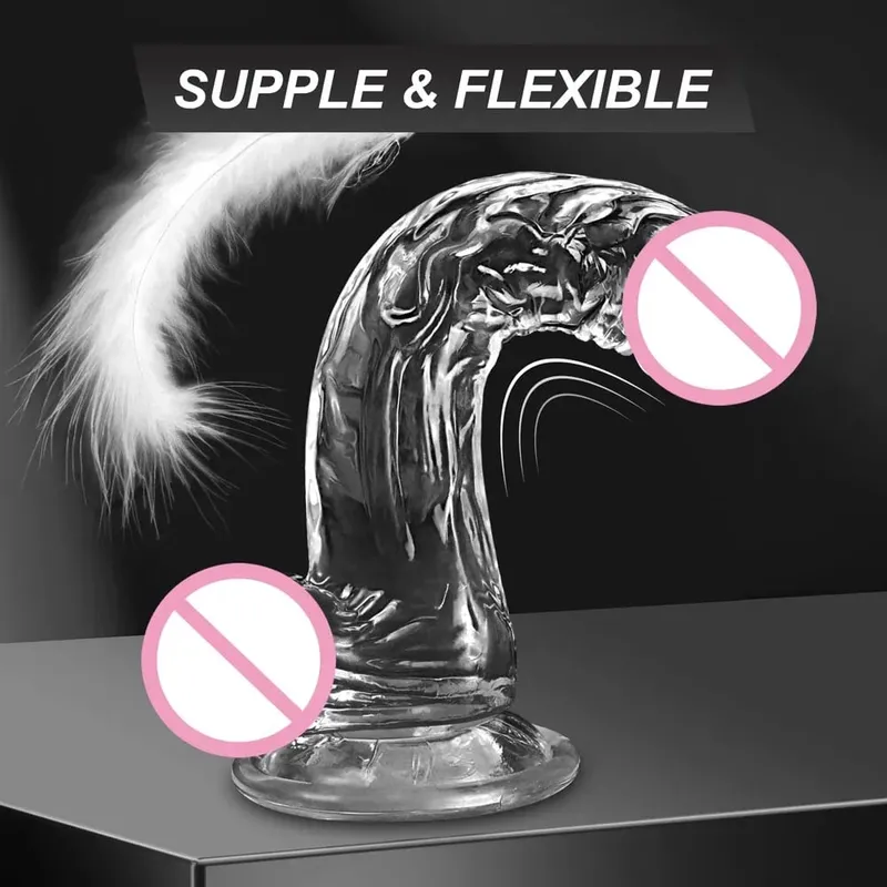 Jelly Dildo 4 Sizes Transparent Soft Realistic Penis Fake Dick Butt Plug for Woman Men Gay Sex Toys Female Vagina Anal Sex Toys