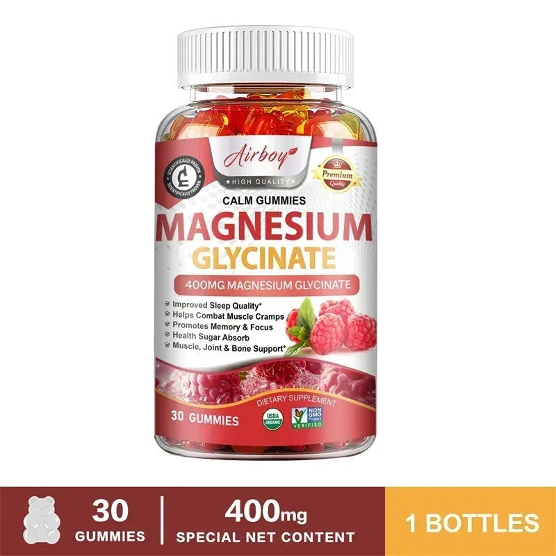 Γλυκινικό Magnesium Gummies - Calm Relieves Stress Προωθεί τον ύπνο Υποστήριξη Συγκέντρωση μνήμης και μυϊκούς σπασμούς