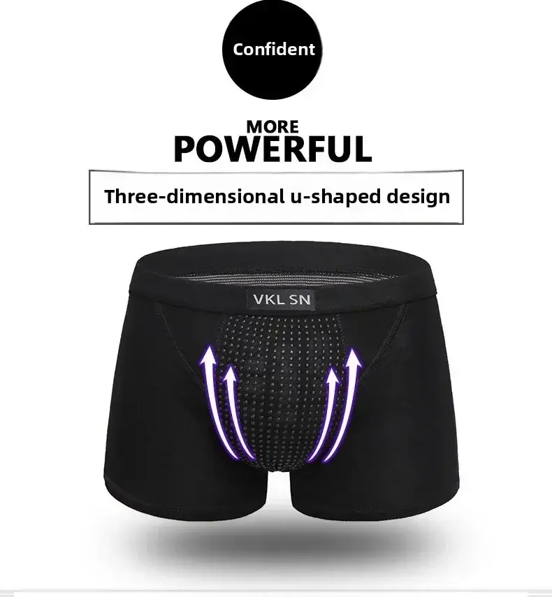 Men's Magnetic Closure Milk Silk Boxer Briefs Anti-Slip Quick-Dry Ultra Soft Breathable Underwear Boxer Shorts