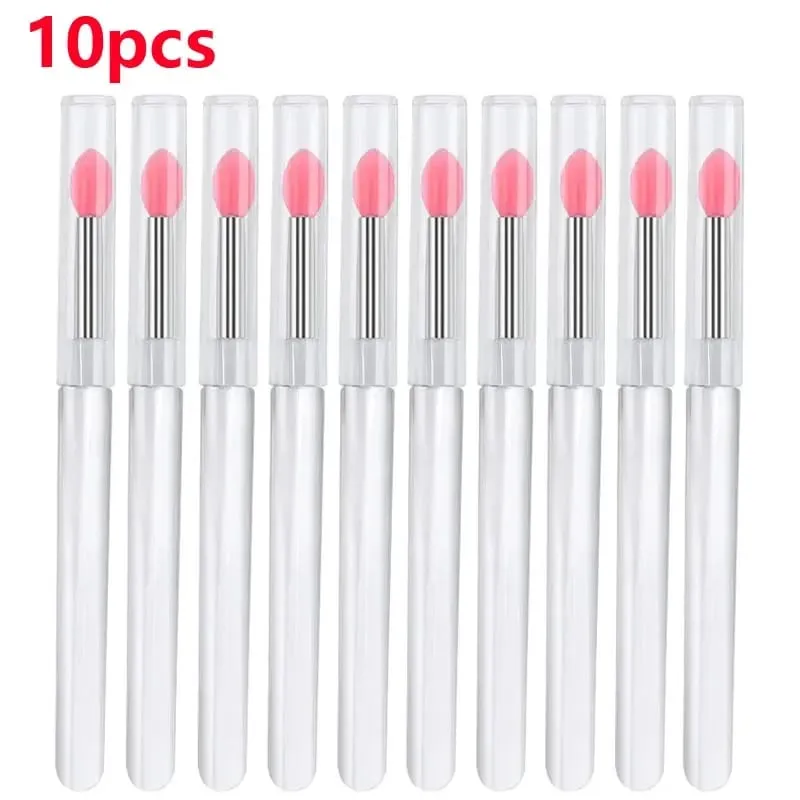 3/5/10Pcs Soft Silicone Lipstick Brush Lip Stick Applicator Portable Clear Handle Clean Microbrush Lipgloss Beauty Tool