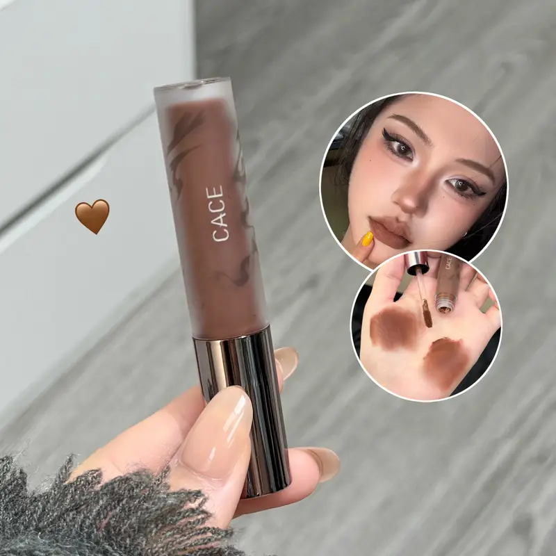 Punk Dark Brown Lip Mud Nude Matte Orange Brown Lip Gloss Raspberry Red Liquid Lipstick Waterproof Non Stick Cup Lip Tint Makeup — image 2