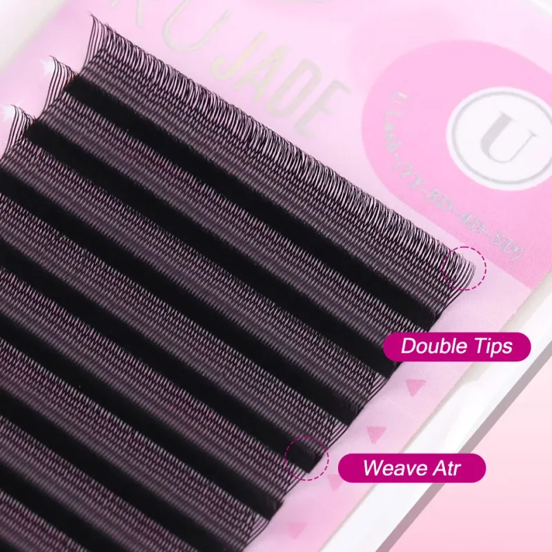 תוספות ריסים תלת מימד 4D 5D בצורת U Faux Mink Premade מניפות ריסים השתלה קלה ביד ארוג שחור מט נפח W YY צורת ריסים