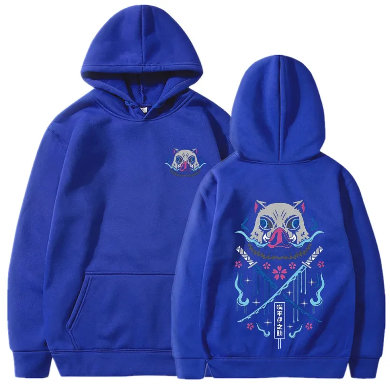 Inosuke Anime Hoodies Herr Dam Kimetsu no Yaiba Kawaii Manga Sweatshirts Gothic Harajuku Hood Pullover Casual Streetwear