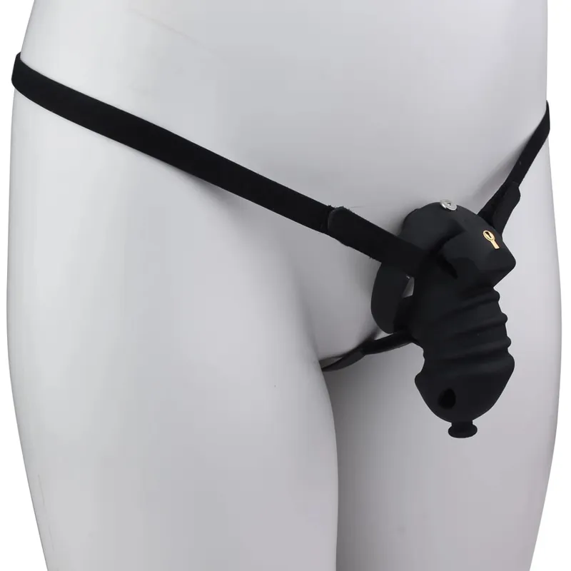 Jaula de silicona para pene masculino, cinturón de castidad, consolador con bloqueo para pene, Juguetes sexuales antiescape para hombres, accesorios eróticos — image 23