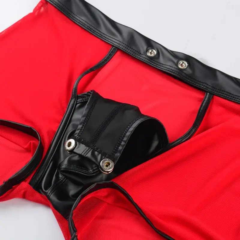 Men's Panties Male Buttons Underpants Man Sexy Mesh Shorts Boxers Underwear Breathable Ropa Interior Hombre Boxershorts for Men — image 3