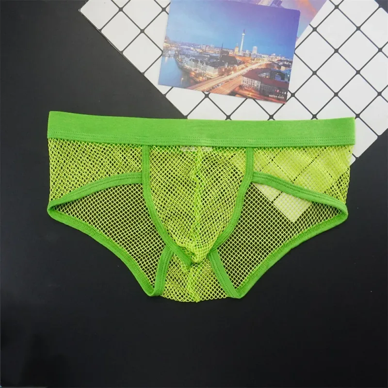 Plus Size Mesh Underwear Men Transparent Large Fishnet U Pouch Briefs Male Low Waist Solid Color Sexy Perspective Male Panties — image 15