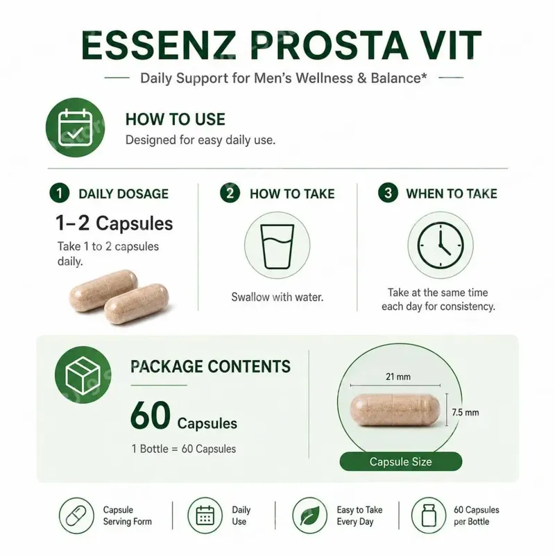 Googeer Prosta Vit Essenz Capsules for Men Bladder & Urinary Tract Health Support with Zinc Vitamin B6 Saw Palmetto 60 Count