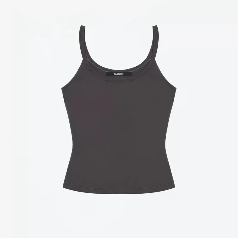 Tank American Style Crew Neck Slim Fit Stretch Basic Crop Top Γλυκό και δροσερό σέξι γιλέκο καμιζόλ — image 5