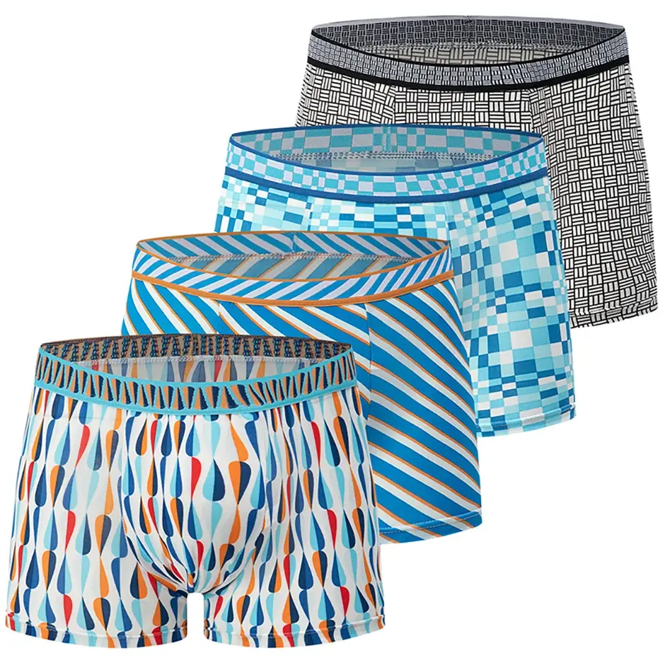 4/5 peça masculino colorido estampado moda casual boxer shorts solto e confortável roupa interior de grandes dimensões shorts de cintura elástica