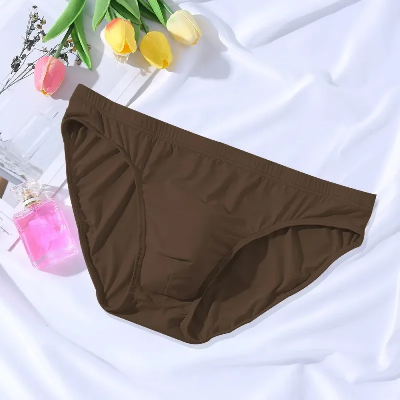 New Big Men's U Convex Underwear Ice Silk Quick Drying Briefs Summer Cool Low Waist Thin Male Underpants Plus Size — image 3