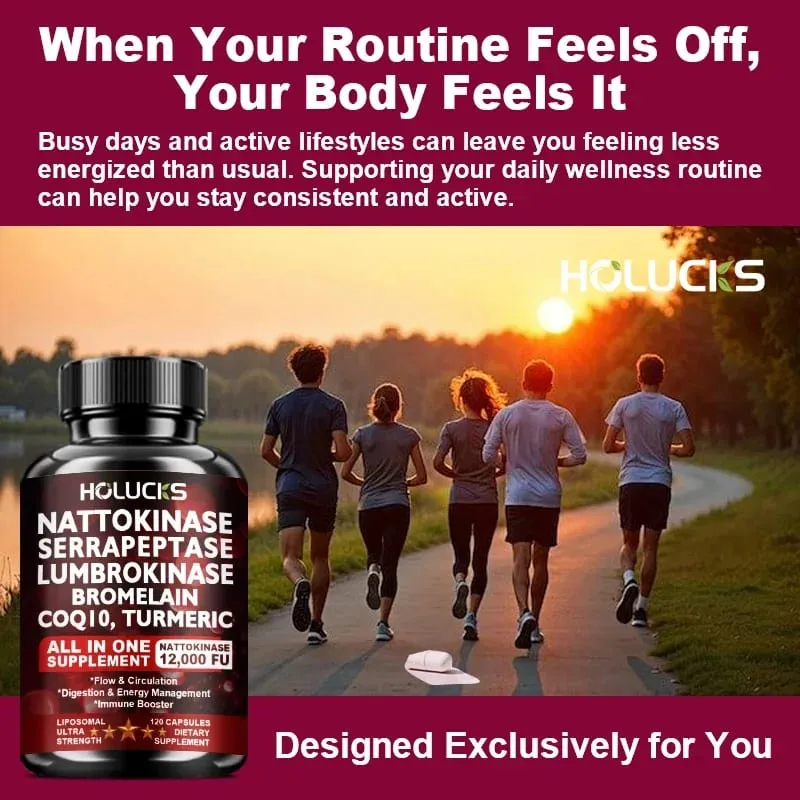Premium Nattokinase Supplement with Bromelain CoQ10 Turmeric Support Blood Flow Joint Heart Health Antioxidant & Vitality